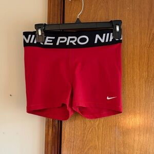 Nike Red Pro Shorts with Black Waistband